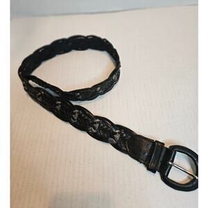 Genuine Leather Women's Belt Braided Silver Accents 1.5" wide 34" long India